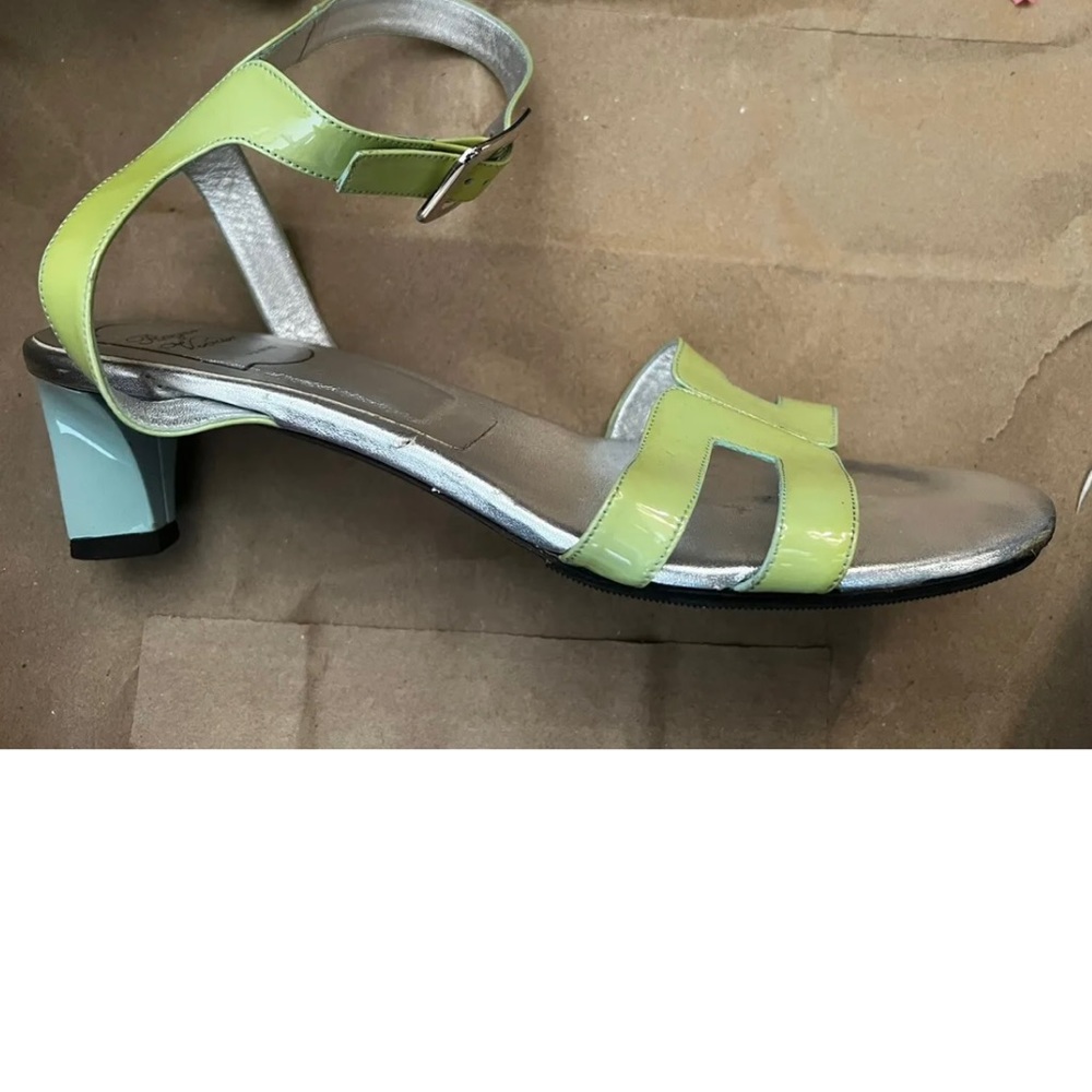 Roger Vivier heels Ankle Strap Heel Sandal, Green, Blue, Metallic size 38.5